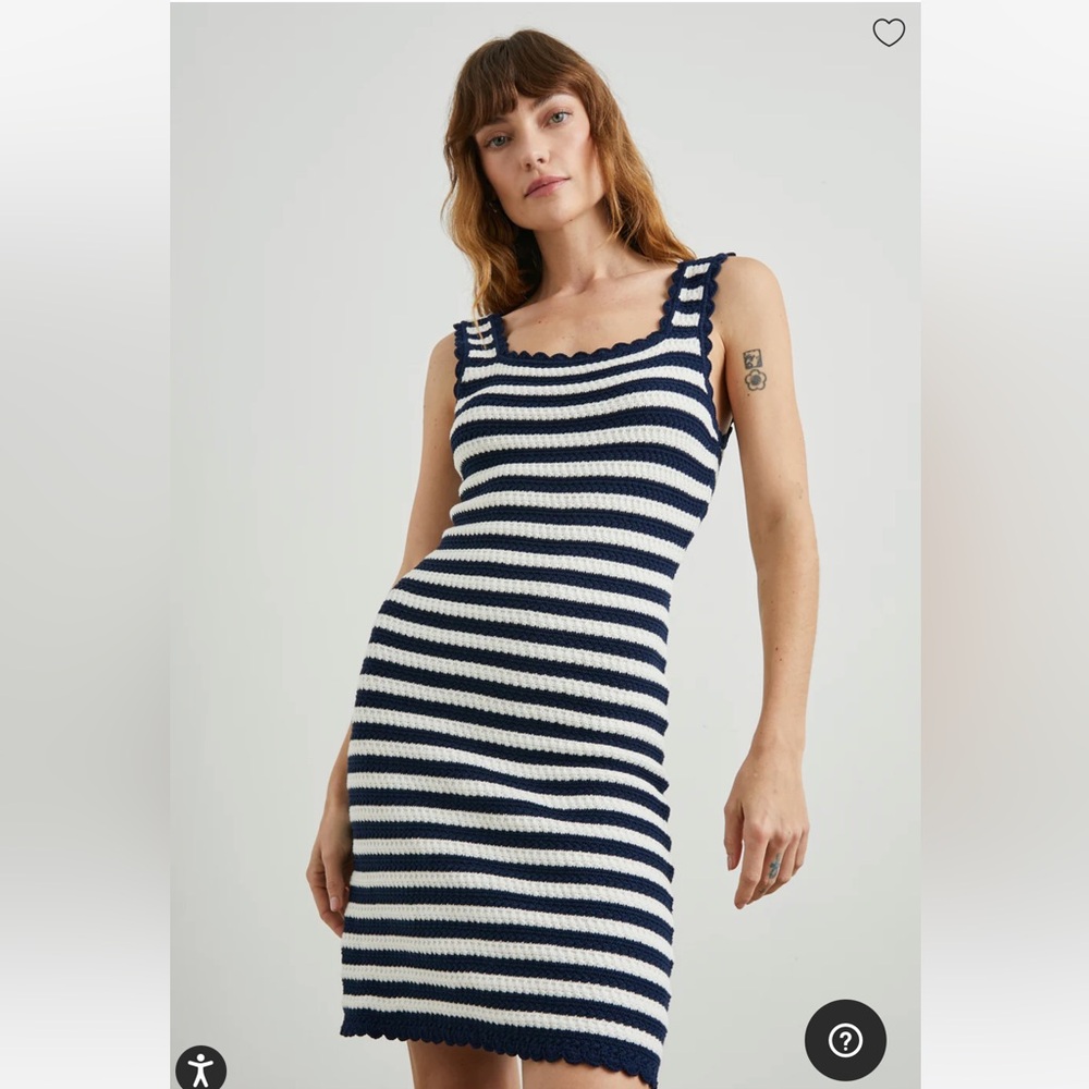 NWT Rails Lily Navy & White 100% Cotton Crochet Knit Stripe Euro-Summer Dress - Picture 9 of 12